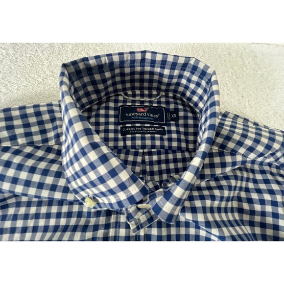 Vineyard Vines Men's XS Performance‎ Classic Fit Tucker Shirt Blue Gingham - Picture 2 of 4